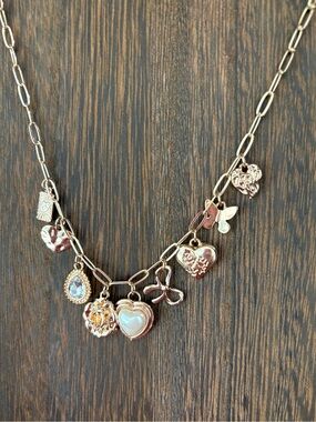 Gold Heart Charm Necklace with Pearl Inset - Women Jewelry